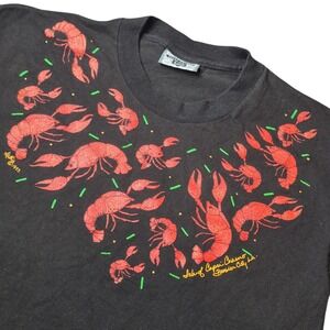 VTG Lee Womens Medium Crawfish Graphic Tee Louisiana Cajun Made in USA